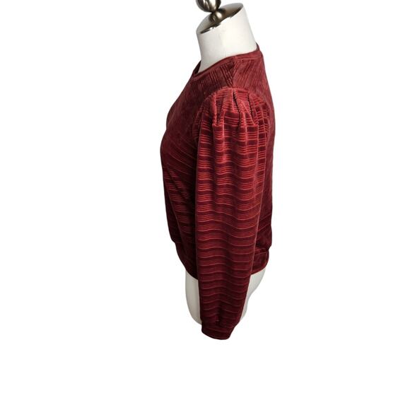 Heartloom Somi Velour Sweatshirt Top Womens Size Small Sangria Long Sleeve - Picture 7 of 11